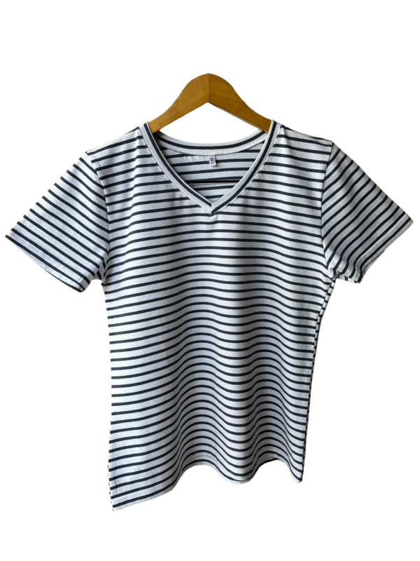 Remera Rayada Algodón Escote V - Imagen 7