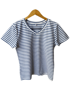 Remera Rayada Algodón Escote V