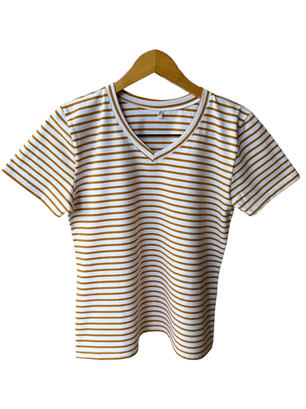 Remera Rayada Algodón Escote V - Imagen 5