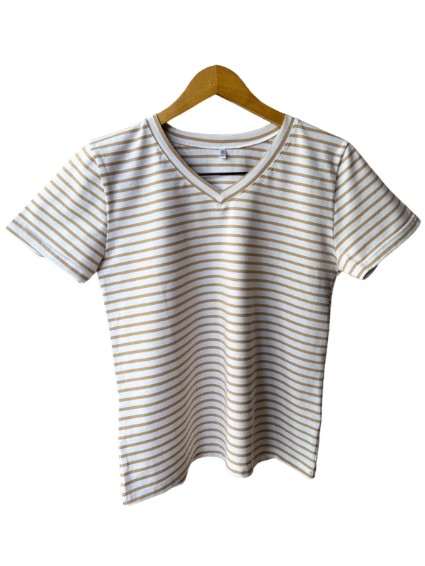 Remera Rayada Algodón Escote V - Imagen 3