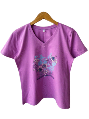 Remera Algodón Estampada Escote V