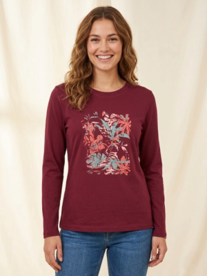 Remera Algodón Estampada Hojas