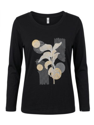 Remera Rib Algodón Estampado M/Larga