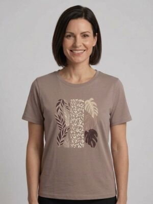 Remera Algodón Estampada Hojas