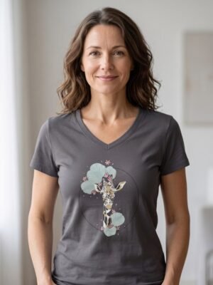 Remera Algodón Escote V Jirafa