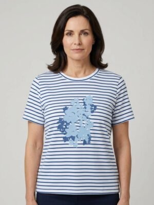Remera Rayada Algodón Marina